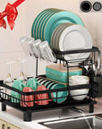 MOUKABAL 2-Tier Kitchen Dish Drying Rack with Removable Utensil Holder,